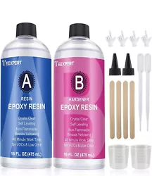WIDE USE & NON TOXIC. HARD AS A ROCK & NO BUBBLE. No bubble if stir evenly and slowly. Teexpert art epoxy resin AB...
