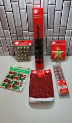 Brand New 15 inch Green Table-Top Artificial Christmas Tree  3 type of Ornaments 18 inch Tree Skirt Star Topper   See...