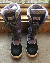 Girls Size 3 Winter Snow Boots. Purple color boots with fun sweater knit accents. They are not toddler sized. Stylish...