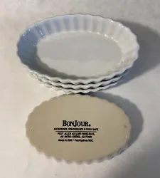 Bonjour Bakeware Set of 4 White Oval Ramekins (oven/microwave safe). Open Box