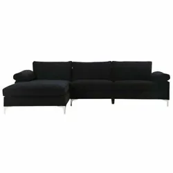 Divano Roma EXP116-VV-BLK L-Shape Sectional Sofa - Black.