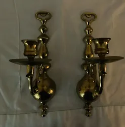 Beautiful pair of brass candle sconces. No dings, dents, repairs, scratches.need cleaning! Sconces accept full size...