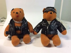 GMotorcycle Bear Plush His And Hers Leather Jackets Eastern Accessories. Condition is 