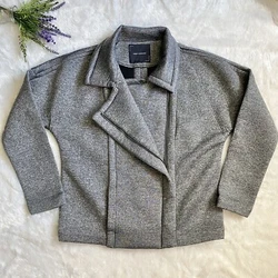 Robert Rodriguez Kate Neoprene Moto Jacket Size Medium Heather Gray Zip Front. Condition is Pre-owned. Shipped with...