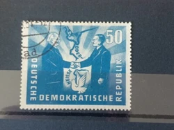 Timbre RDA (Allemagne) - 1951 - Oblitéré - Visite du Président Polonais.