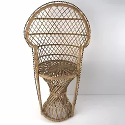 Vintage Mini Peacock Wicker Rattan Chair 16” Doll Plant Stand Boho DecorSuper cute little chair! Perfect for holding...