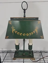 Vintage French Bouillotte Bronze Base Table Lamp with Shade. Some minor imperfections. No mfg. Stamp.
