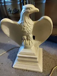 Vintage Atlantic Mold Ceramic Eagle Table Lamp RARE WHITE MODEL SIGNED 1979. Was hand signed in 1979. Was using all the...