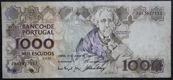 Ce billet du Portugal de 1000 Escudos du 17/6/1993. Billet en état de circulation. Et noubliez pas de majouter à...