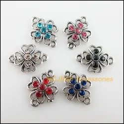 Item Type: Charms. Charms Type: Flowers. Color: Tibetan Silver Plated / Mixed Color Crystal. Style: Classic.