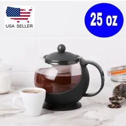 25 oz Tempered Glass Teapot with Stainless Steel Removable Infuser. This teapot infuser features a durable tempered...