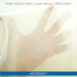 Mousseline, 100% Coton, Tissu De Gaze Transparente Tissu Fromage Doux, Blanc Et Écru, 130 cm. PU & Faux Leather Trims....
