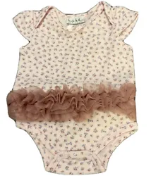 Baby Girl Bodysuit. In Like-New Condition! Zero stains, rips, tears, or wear. Pink Tu-Tu has glitter. Pattern is floral...