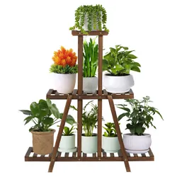 Wood Plant Stand Indoor Outdoor, Wooden Plant Display Multi Tier Flower Shelves Stands, Garden Plant Shelf Rack Holder...