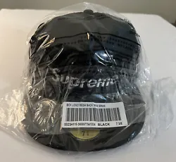 SUPREME BOX LOGO MESH BACK NEW ERA/ HAT BLACK HAT/ SIZE 7 3/8 SS23 WEEK 7  BRAND NEW WITH TAGS. (IN HAND)  TRUSTED EBAY...