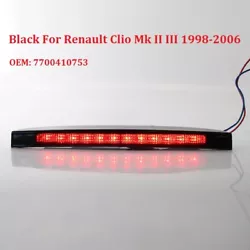 1X LED High-mount Stop Brake Light Tail Light. for Renault Clio Mk II III 1998-2006. Material: Plastic+LED. LED color:...