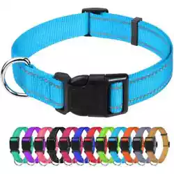 Strong Comfortable Padded Reflective Nylon Dog Collars. Reflective Nylon on the outside to ensure your dog can be seen...