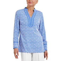 Our mock-neck top is your one-way ticket to the tropics?travel or just state of mind! This Women?s tunic has a dramatic...