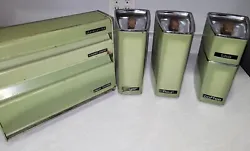 Here is a vintage Lincoln canister set and dispenser in pre-owned condition. There is some scratches and could use...