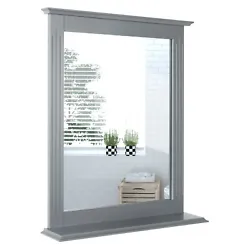 Color: Gray  Material: MDF  Product dimensions: 22.5“ x 5“ x 27“ ( L X W X H)  Dimensions of the mirror: 21.5“...