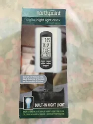 Northpoint Compact Digital Night Light Clock with Touch Sensor, Calendar, Interior Temperature NEW. Requires 3 AA...