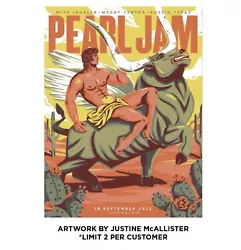 Pearl Jam Austin Texas 9/18/2023 Event Poster. Shipped with USPS Ground Advantage.