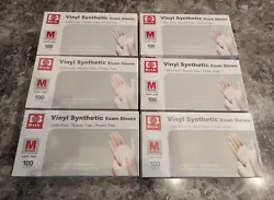 Up for sale are 6 boxes (100 gloves each) of BASIC synthetic vinyl exam gloves, Medium sized. We overpurchased and are...