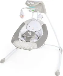 The Ingenuity InLighten Soothing Swing rotates 180° & swings in 3 directions; unisex design for baby girl or boy with...