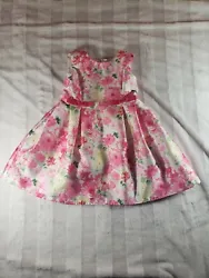 Reina Girls Dress White Pink Floral Sleeveless Wedding Party Easter Spring 4. Condition is 