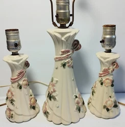 1940s BOUDOIR CERAMIC LAMPS ROSES Dresser Night Stand Boho, Shabby Style Chic, Girlie. These  very vintage 70+ year...