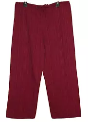 LANNA PINE. Drawstring Waist, Maroon Red, Muted Stripe, Wide Leg, Lightweight. Thai Cotton. Adjustable waist -...