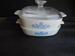 Listed is a Corning Ware Blue Cornflower A1B 1 Qt. Baker & Skillet 7 1/2