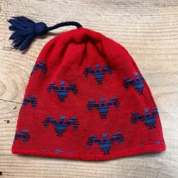 Vintage 90s Patagonia Wool Blend Eagle Knit Print Beanie Winter Hat Made In France. This has a small hole near the seam...