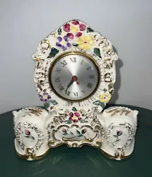 This vintage Sessions porcelain electric mantle/shelf/desk clock from the 1950s is a rare find. This ivory clock is...