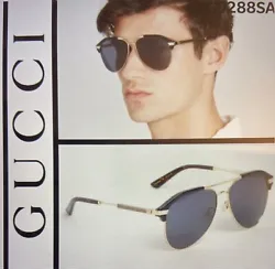 GUCCI GG0288SA 005 60-14-150 Blue/Gold/Silver Mirror Lens Aviator Men’s Sunglasses. Brand new. 100% authentic. Made...