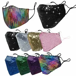Fashionable Sequin Mask: glitter and sequin mask to keep you stylish on the new normal. Washable and Reusable: machine...
