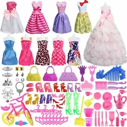 (This item not include doll). 10 pcs new style colorful and beautiful dresses, a variety of design, pure color/...
