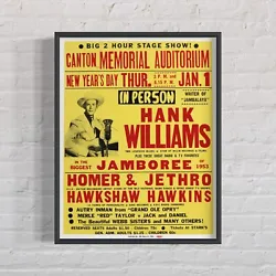 HANK WILLIAMS 1953 ‘Canton, OH’ Concert Poster for the Show He Died Enroute To. Poster measures 21 ⅞ in. x 28 ⅛...