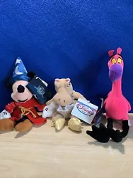 Disney FANTASIA Mini Bean Bag Sorcerer Mickey Hippo Flamingo & Aligator Croc NWT. Condition is New. DISNEY PLUSH MINI...