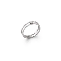 Bague double rangs oxydes de zirconium. à partir d’argent 925/1000 garanti sans nickel. Bijou de Haute Qualité!...