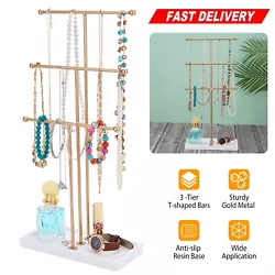 Combining a gold-tone finish with a ring tray, this jewelry rack is ideal for displaying premium pieces. The top tier...