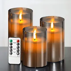 All our aaa battery candles flicker set of 3 sizes: D:3