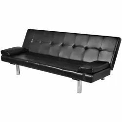 VidaXL Sofa Bed with Two Pillows Artificial Leather Adjustable Black. The sofa bed is also thickly padded for added...