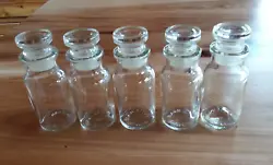 Up for consideration is this Set of Five (5) Clear Glass Spice or Apothecary Jars. Bottom of bottles read: Bottle Made...