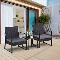 【High Quality 3 Pieces Rattan Patio Chairs】. -Our rattan chair design with ergonomic radian seat and back ,provide...
