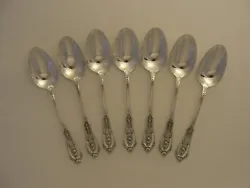 SET OF 7 ESTATE WALLACE ROSEPOINT STERLING SILVER YOUTH / 5 OCLOCK SPOONS. VERY GOOD CONDITION. TOTAL WEIGHT IS 128...