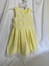 Jessica Ann Girls Dress Size 6X Easter Spring Yellow Lace Pastel Daisy Daisies. Shipped with USPS Ground Advantage.