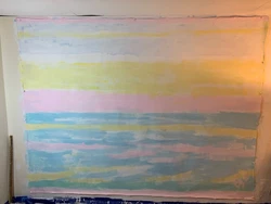 Original art acrylic on canvas 9 feet by seven feet Lamaji mural  decorative, . Shipped with USPS Priority Mail.