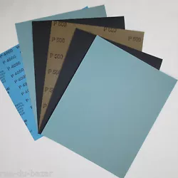 Lot de 1 à 8 feuilles de papier abrasif au carbone de silicium pour poncer à leau. Différent grain de P360 à P5000....