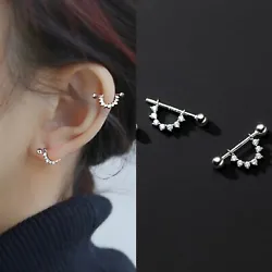 Material: 925 Sterling Silver. Earrings Length: 8 mm. Color: Silver.